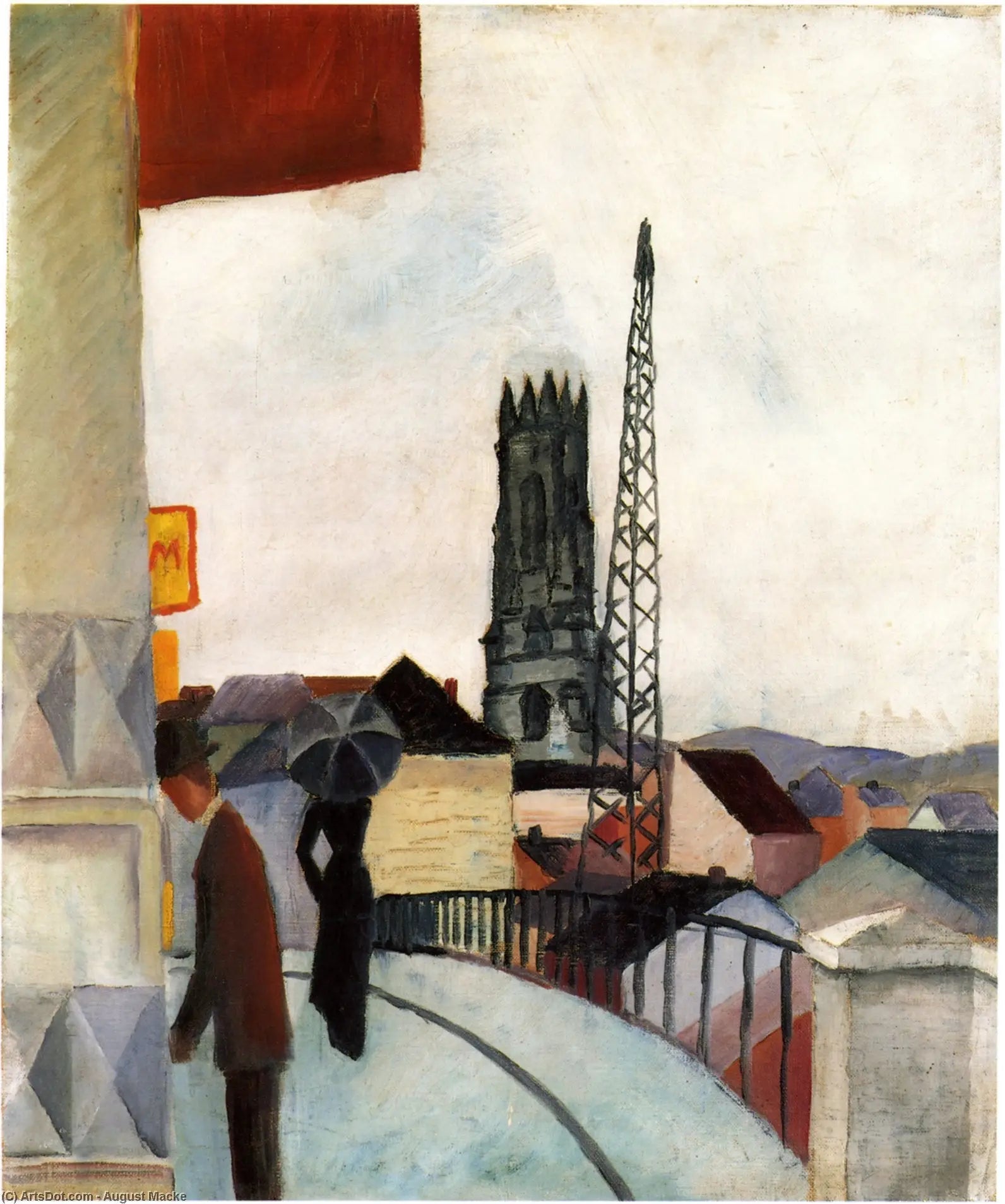 Cathédrale de Fribourg en Suisse - August Macke image 1 reproduction de peinture à l’huile