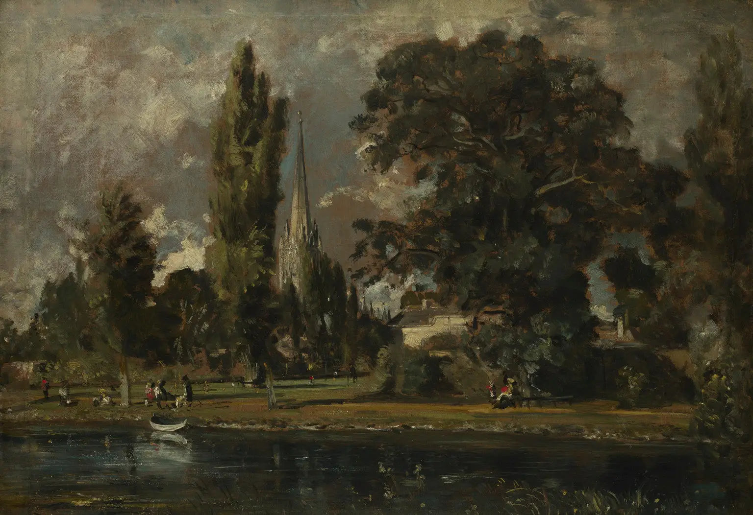 Cathédrale de Salisbury et Leadenhall depuis la rivière Avon - John Constable image 1 copie peinte à la main à l’huile