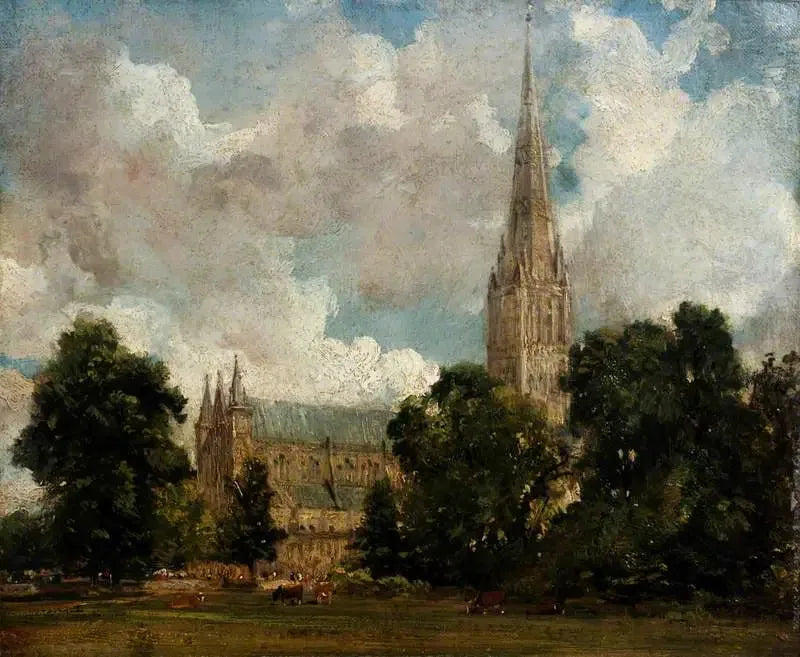 Cathédrale de Salisbury vue du sud-ouest - John Constable image 1 reproduction artisanale de tableau