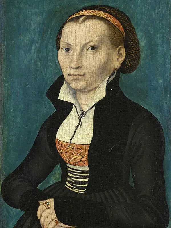 Catherine de Bora, à mi-corps, tournée vers la droite - Lucas Cranach the Elder image 1 reproduction réalisée par Alpha Reproduction