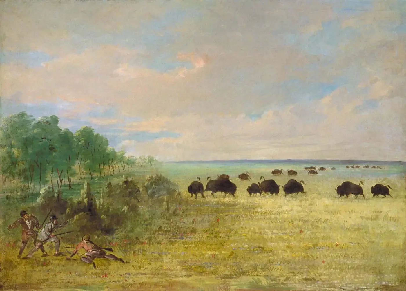 Catlin et Party traquent Buffalo au Texas - George Catlin image 1 tableau peint à l’huile sur toile