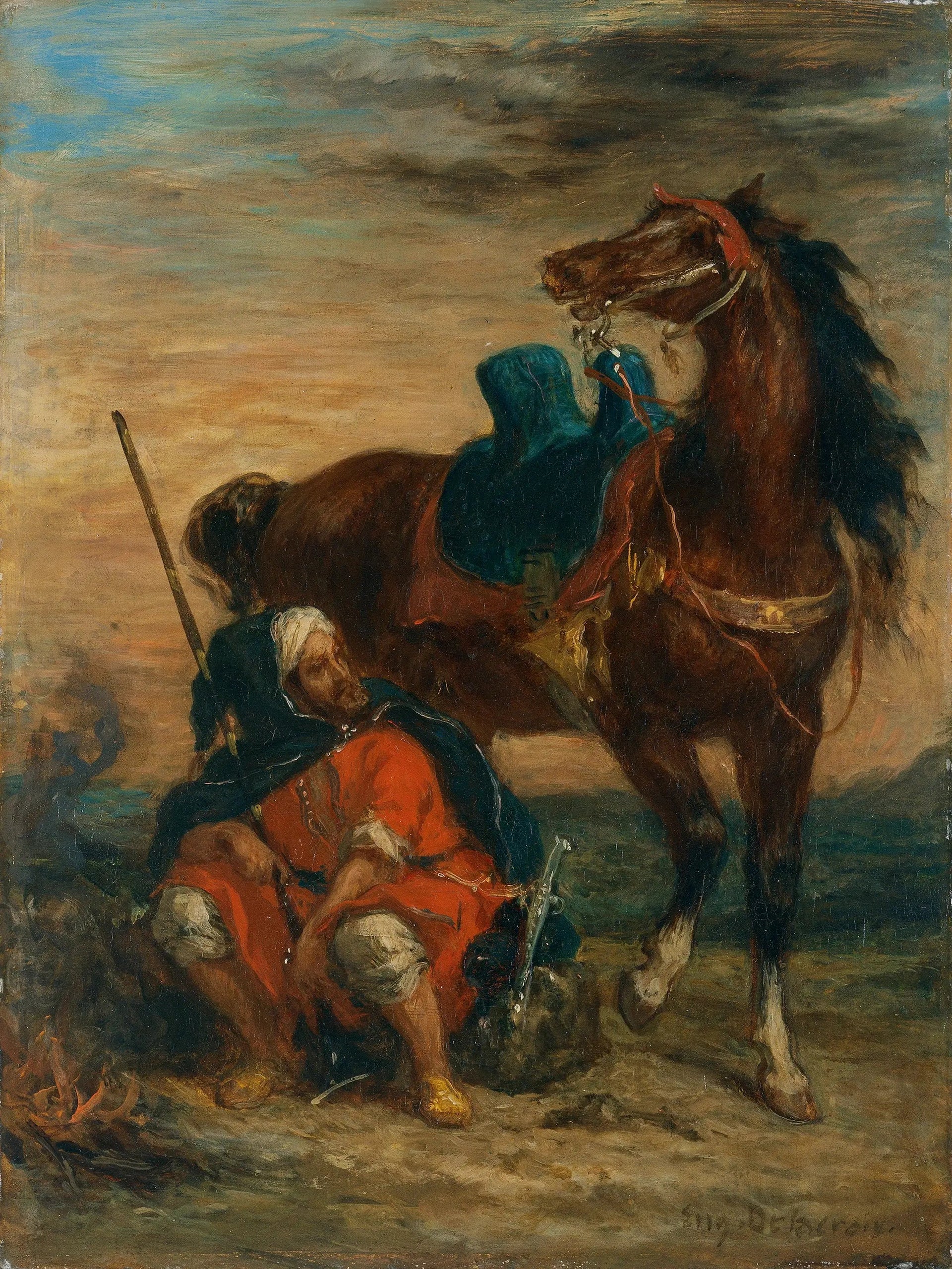 Cavalier arabe - Eugène Delacroix image 1 reproduction de peinture à l’huile