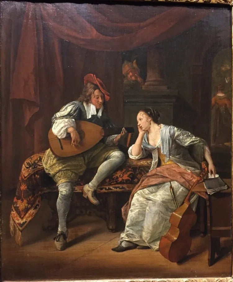 Cavalier jouant du luth pour une dame (« Lucelle et Ascagnes ») - Jan Steen image 1 reproduction d’œuvre d’art à l’huile