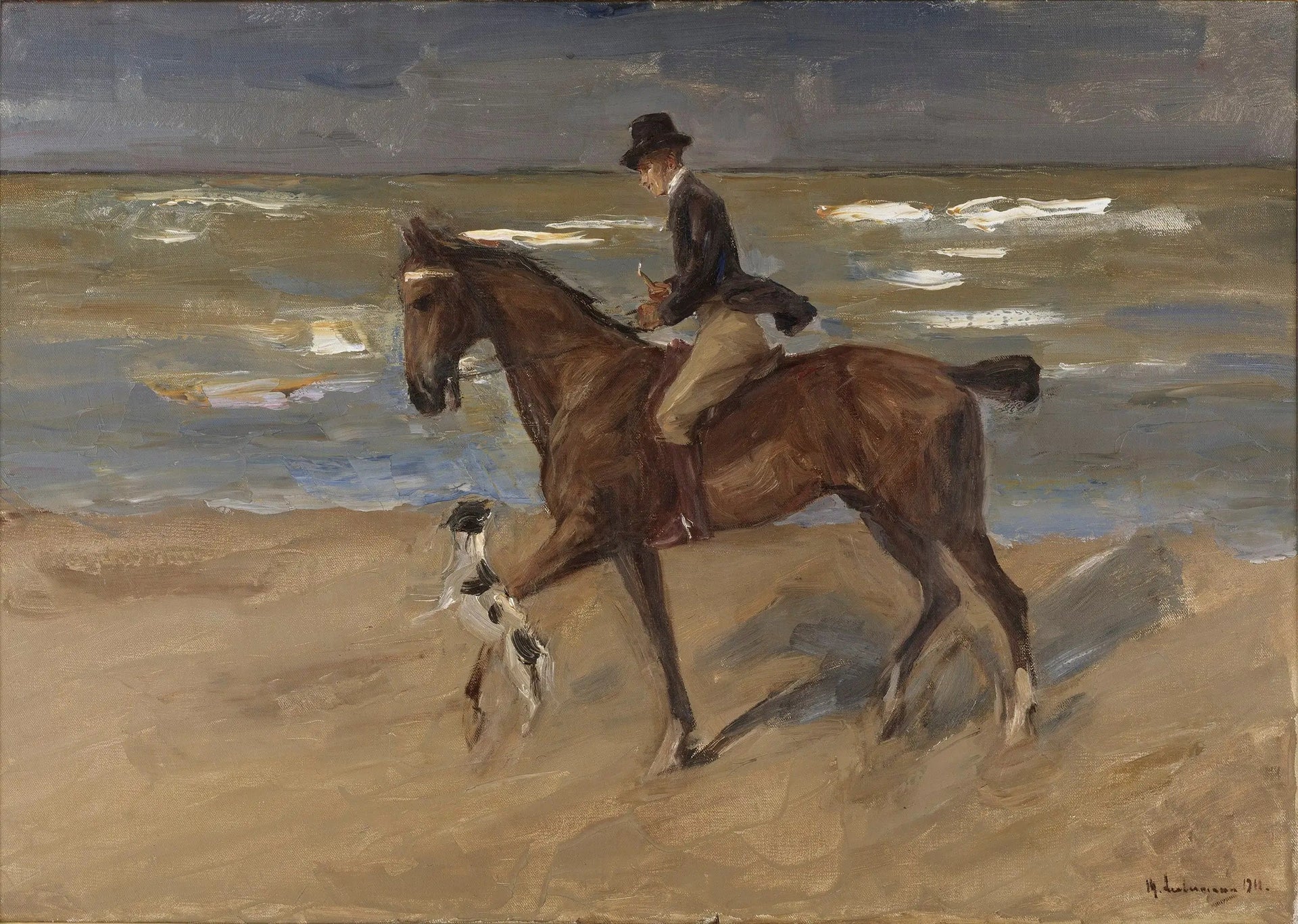 Cavalier sur la plage - Max Liebermann image 1 copie de tableau peinte à la main