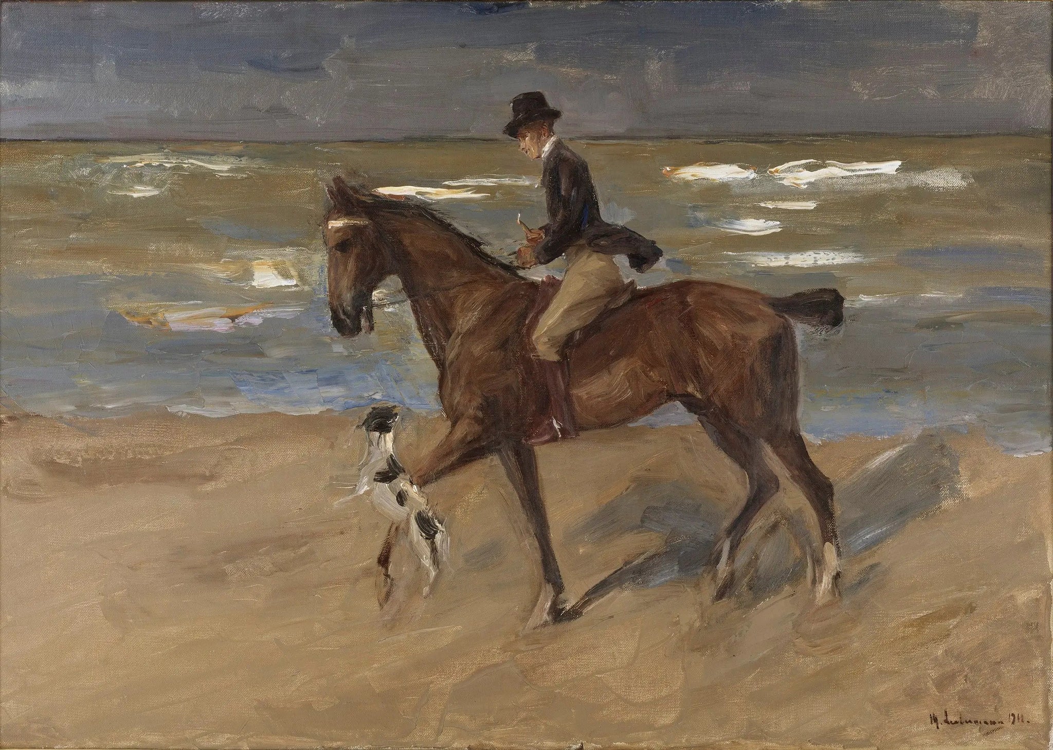 Cavalier sur la plage - Max Liebermann image 1 copie de tableau peinte à la main