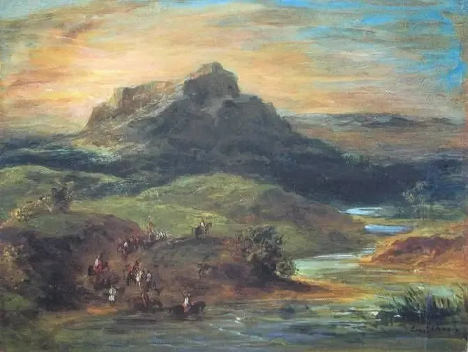 Cavaliers arabes franchissant le Sébou - Eugène Delacroix image 1 tableau peint à l’huile sur toile