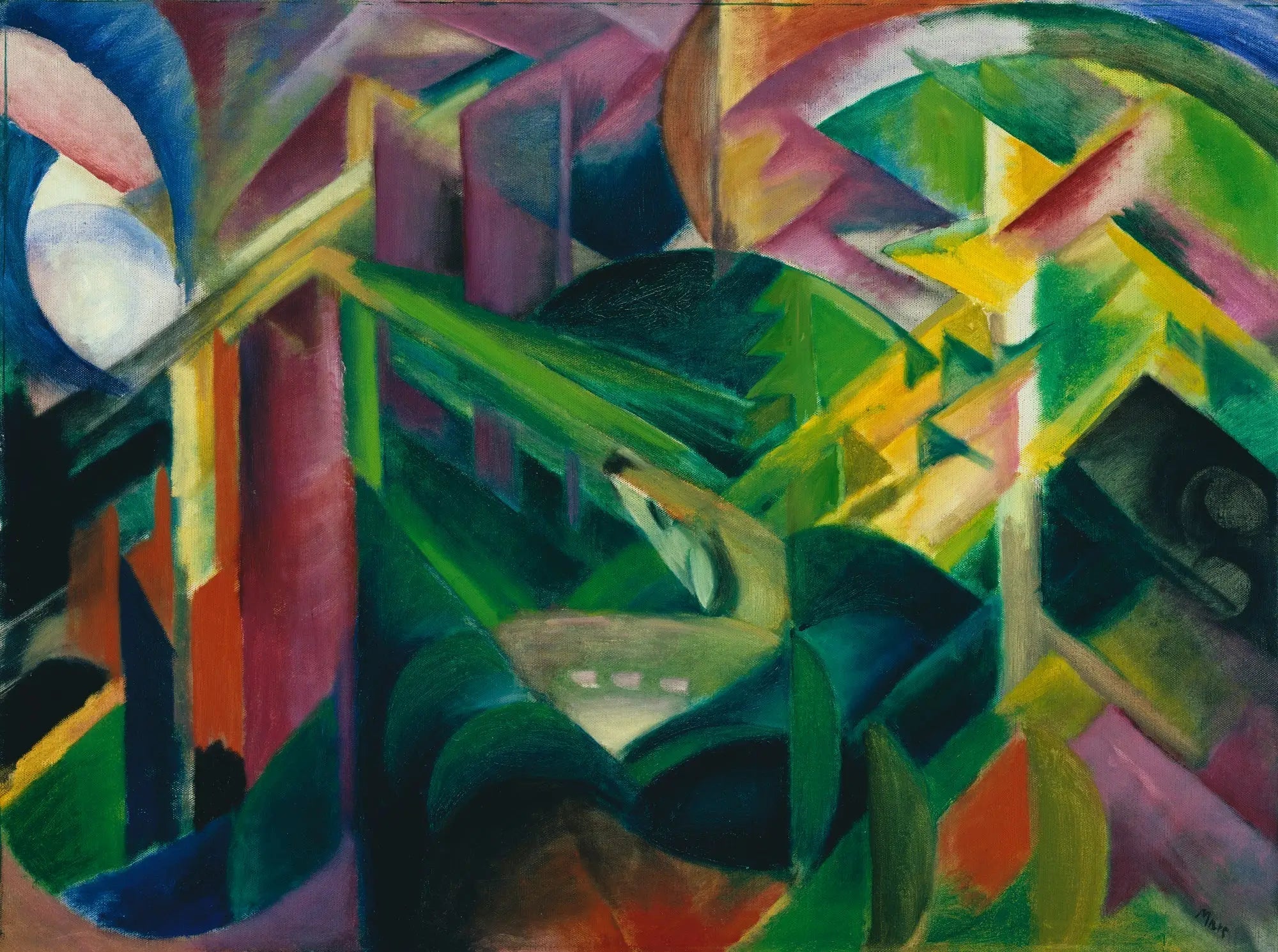 Cerf dans le jardin d'un monastère - Franz Marc image 1 copie peinte à la main à l’huile