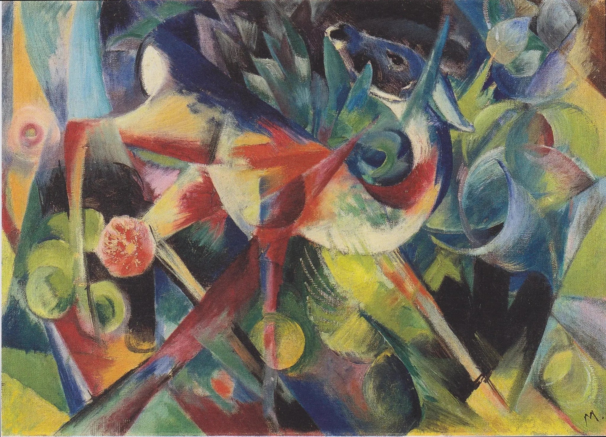 Cerf dans un jardin fleuri - Franz Marc image 1 copie de tableau peinte à la main