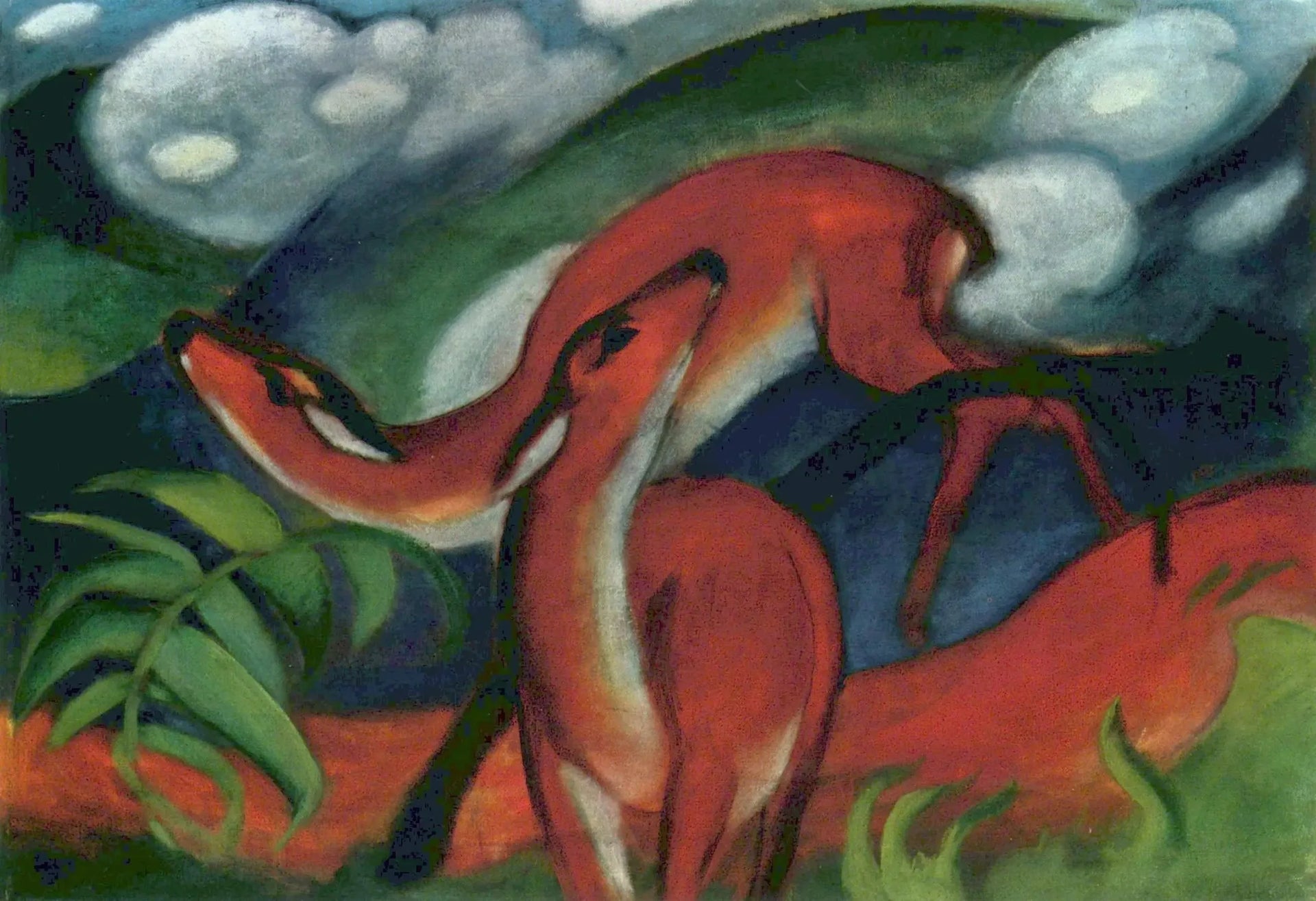 Cerf rouge II - Franz Marc image 1 reproduction artisanale de tableau