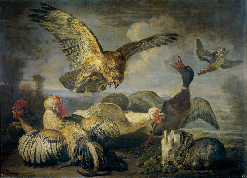 Un cerf-volant et plusieurs oiseaux - David de Koninck