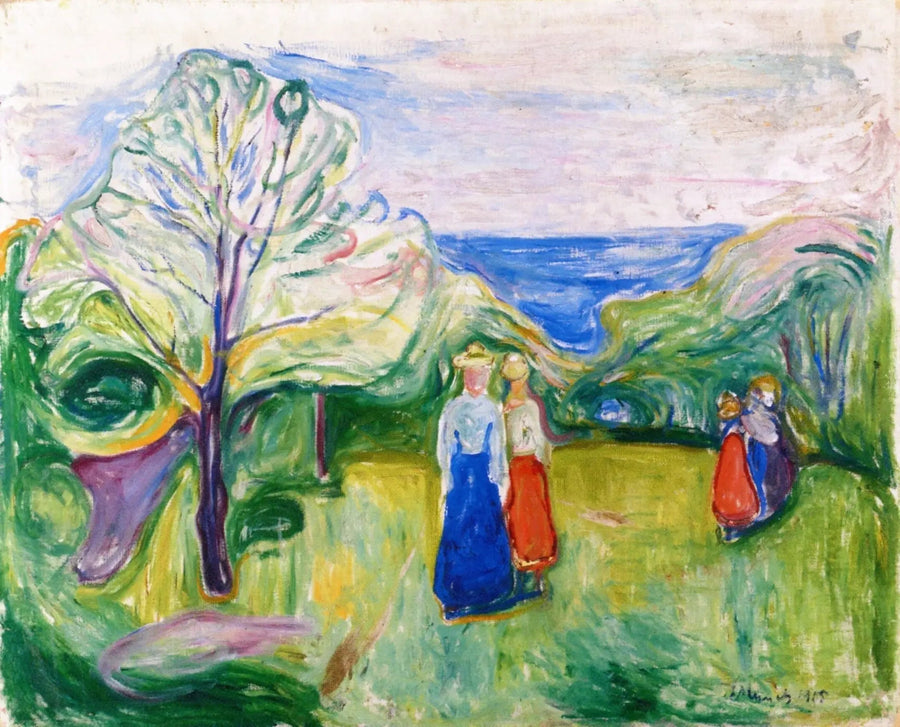 Cerisier en fleur et Jeunes Filles dans le jardin - Edvard Munch