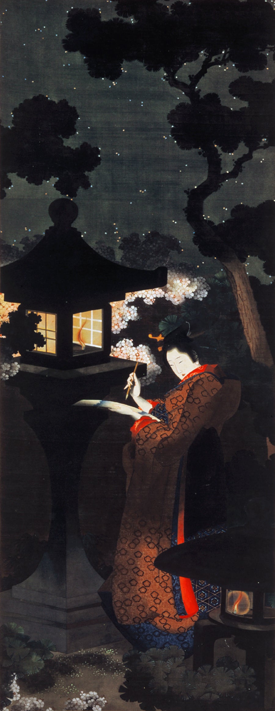 Cerisiers en fleurs la nuit - Katsushika Ōi