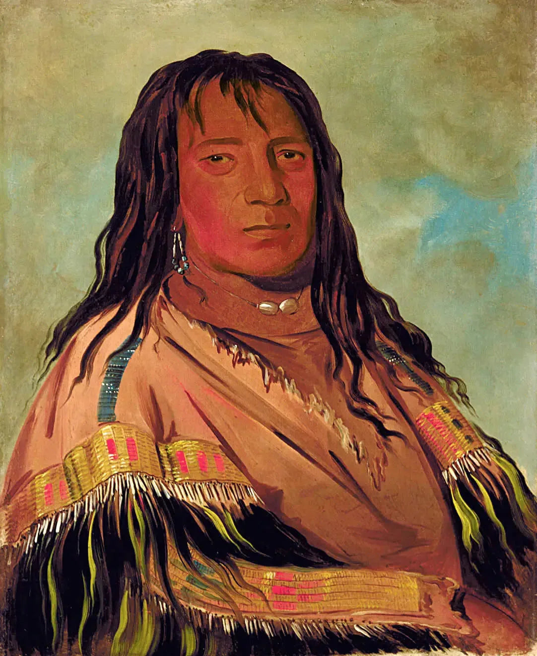 Chá-tee-wah-née-che, Sans Cœur, Chef de la bande Wah-ne-watch-to-nee-nah - George Catlin image 1 reproduction de peinture à l’huile