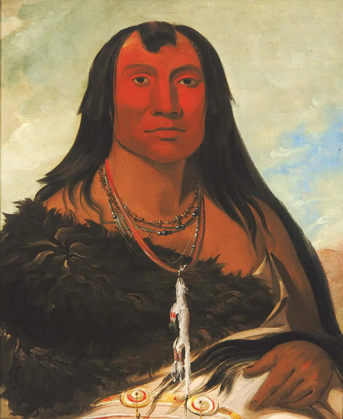 Cháh-ee-chópes, Quatre Loups, un chef en deuil - George Catlin image 1 copie peinte à la main à l’huile