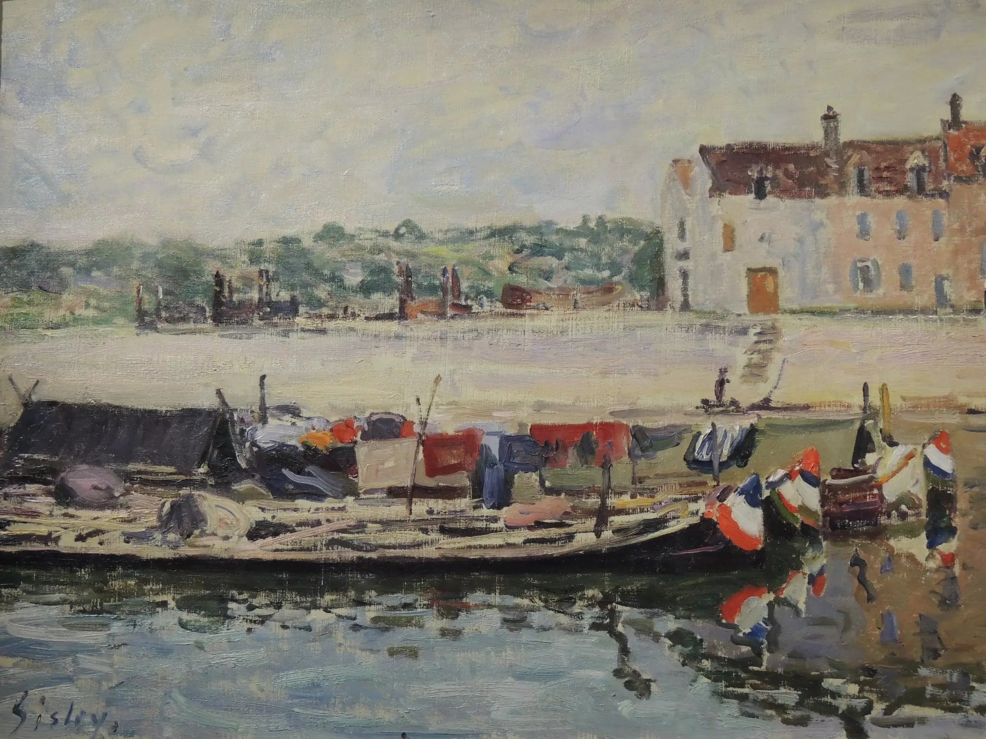 Chalands à St-Mammès - Alfred Sisley image 1 reproduction artisanale de tableau