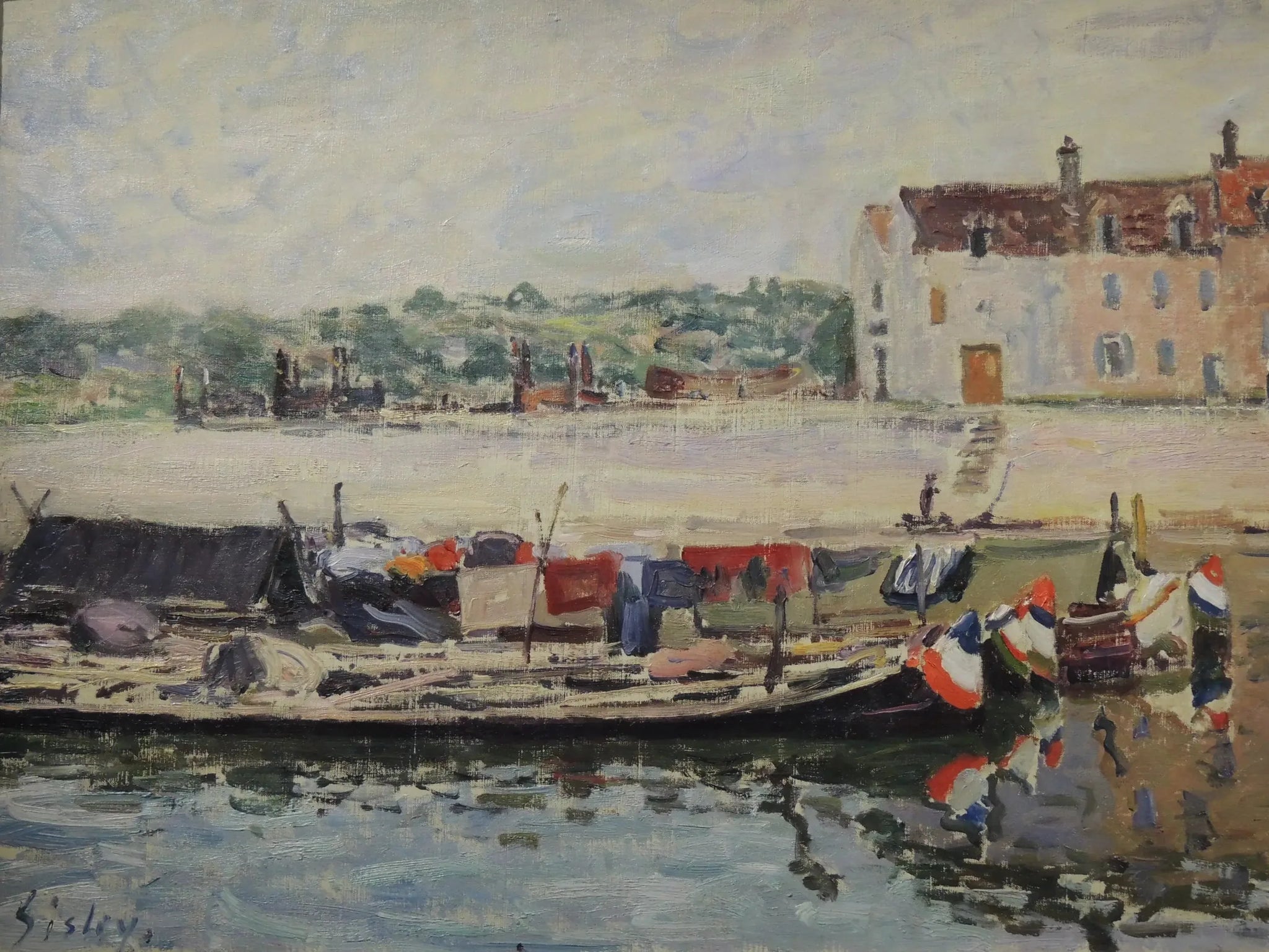 Chalands à St-Mammès - Alfred Sisley image 1 reproduction artisanale de tableau