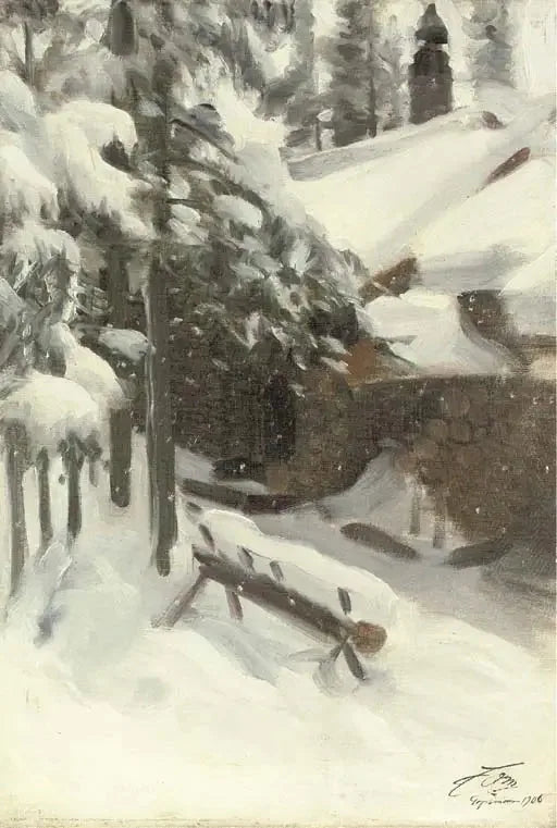 Chalet Gopsmor sous la neige - Anders Zorn image 1 reproduction d’œuvre d’art à l’huile