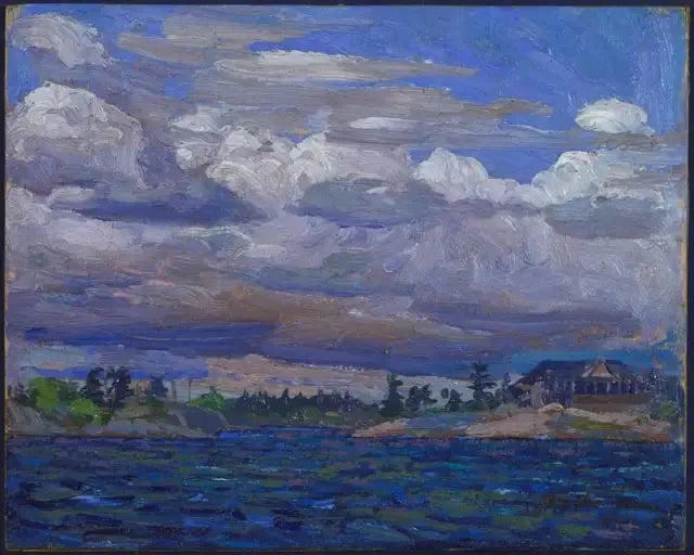 Chalet sur rivière rocheuse - Tom Thomson image 1 reproduction de peinture à l’huile