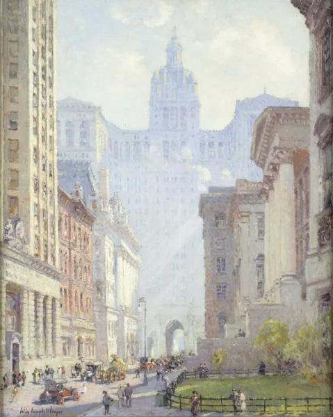 Chambers Street et l'Hôtel de Ville, New York. - Colin Campbell Cooper