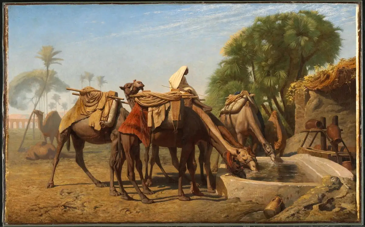 Chameaux à l'abreuvoir - Jean-Léon Gérôme image 1 copie de tableau peinte à la main