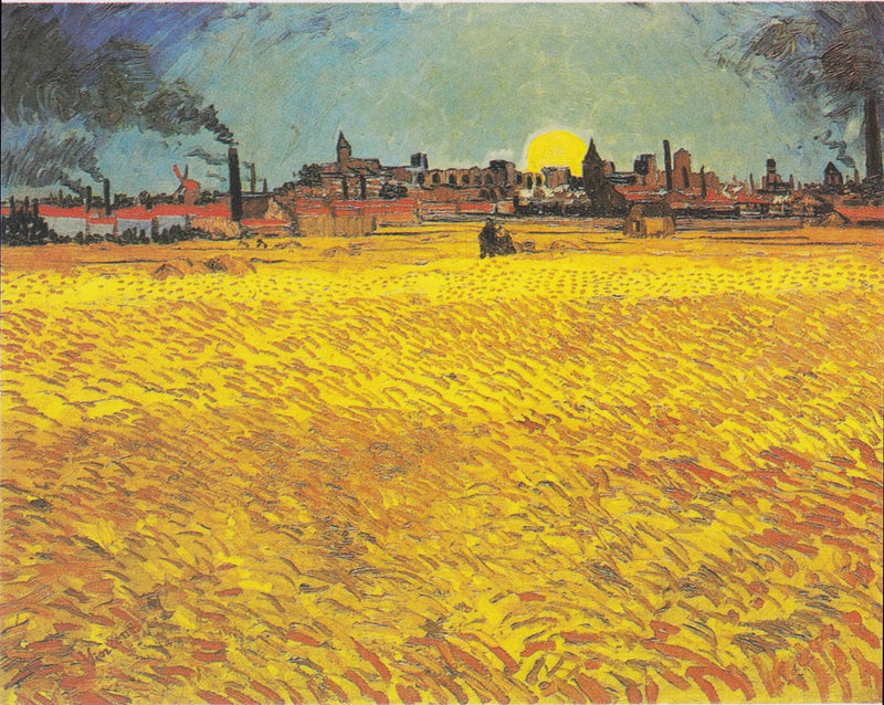 Champ de blé au soleil couchant - Vincent van Gogh