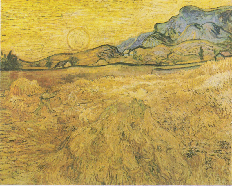 Champ de blé avec faucheuse et soleil - Vincent van Gogh