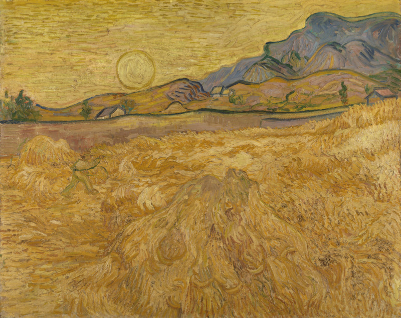 Champ de blé avec faucheuse et soleil, F617 – Van Gogh
