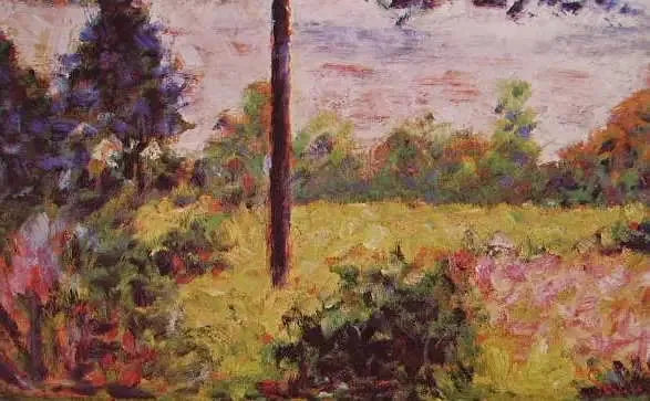 Champs arborés à Barbizon - Georges Seurat image 1 reproduction de peinture à l’huile
