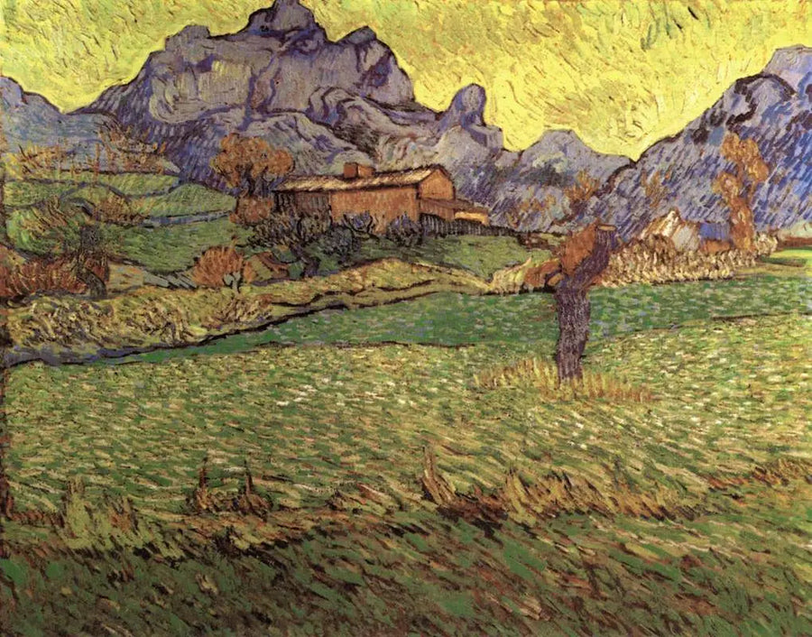 Champs de blé dans un paysage montagneux - Vincent van Gogh