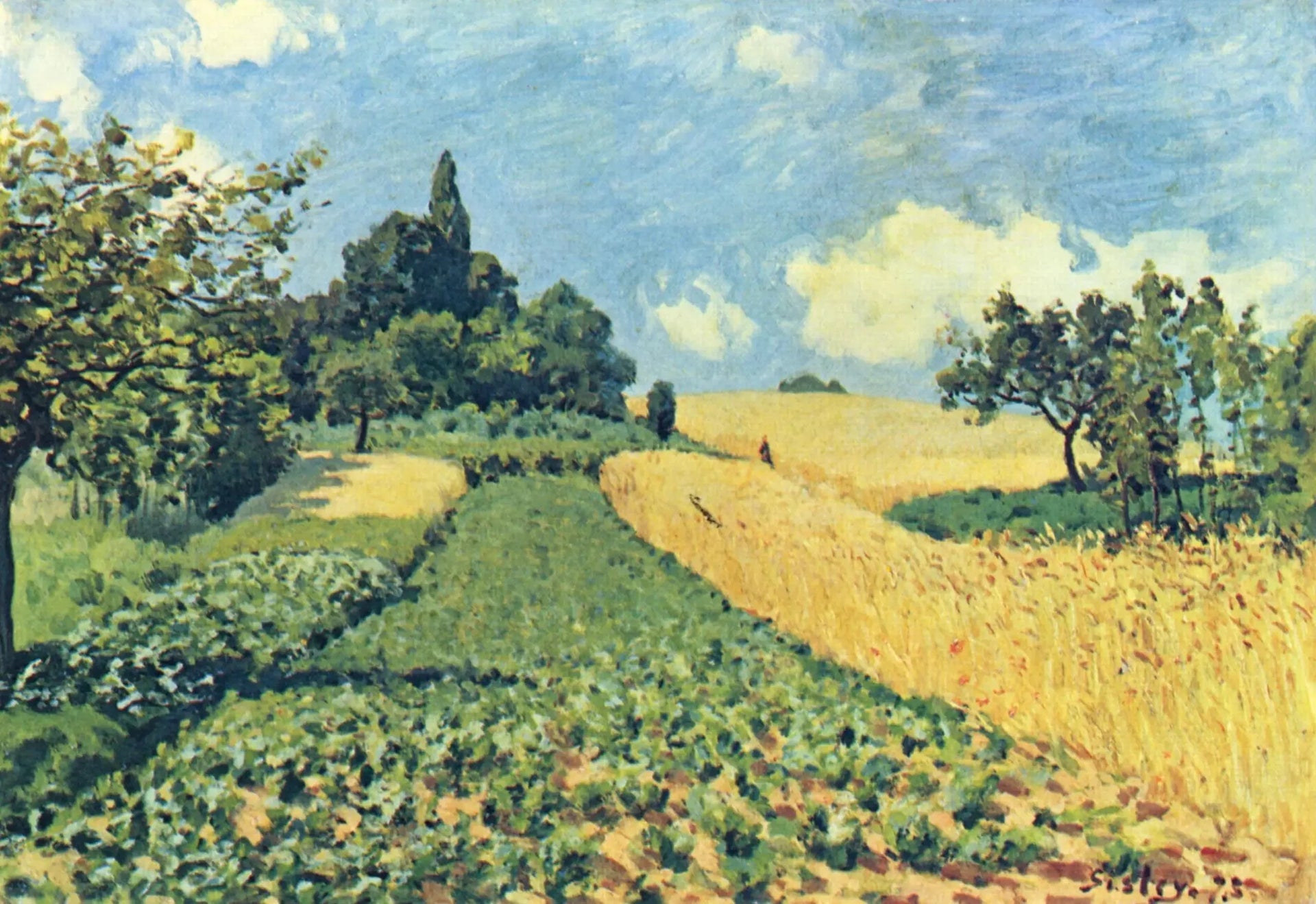 Champs de blé sur les hauteurs d'Argenteuil - Alfred Sisley image 1 copie peinte à la main à l’huile