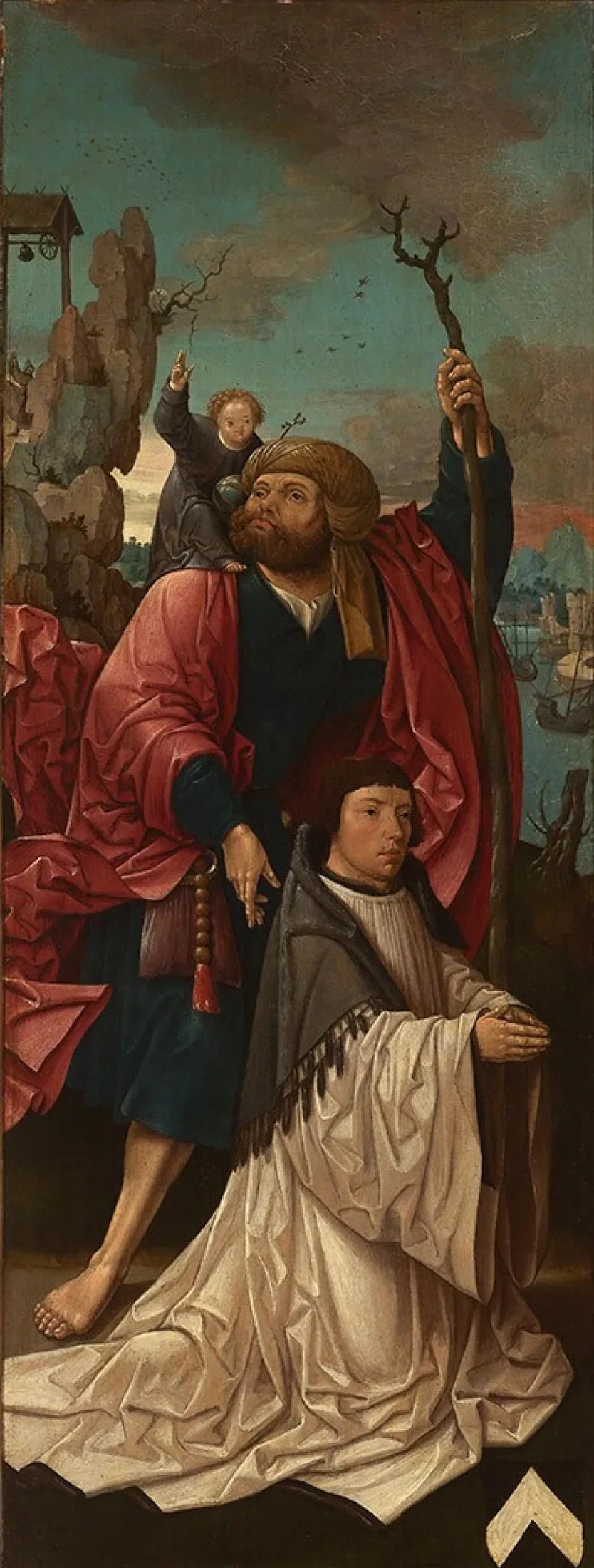 Chanoine Dirk Willemsz van Rietwijk avec Saint Christophe - Jacob Cornelisz van Oostsanen image 1 reproduction de peinture à l’huile