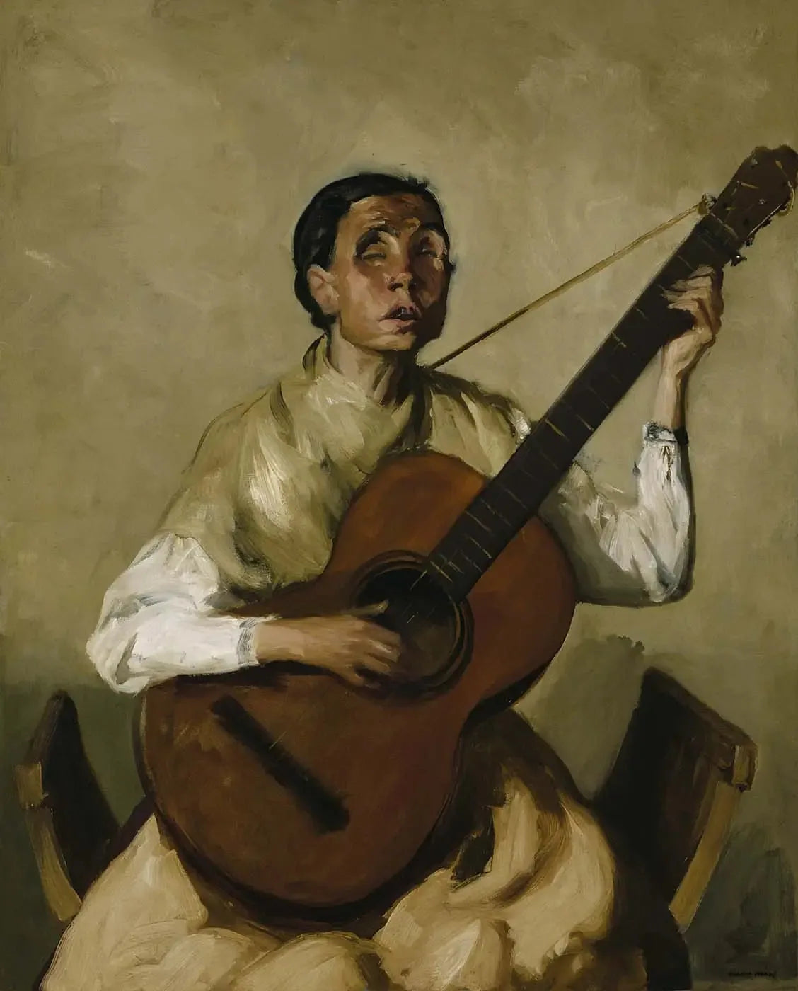Chanteur espagnol aveugle - Robert Henri image 1 tableau peint à l’huile sur toile