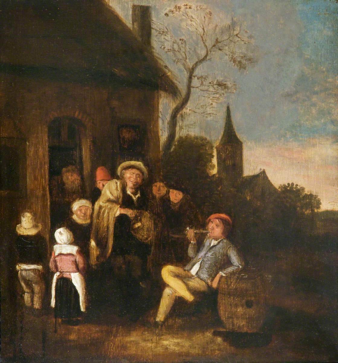 Chanteurs devant une auberge - Jan Steen image 1 reproduction artisanale de tableau