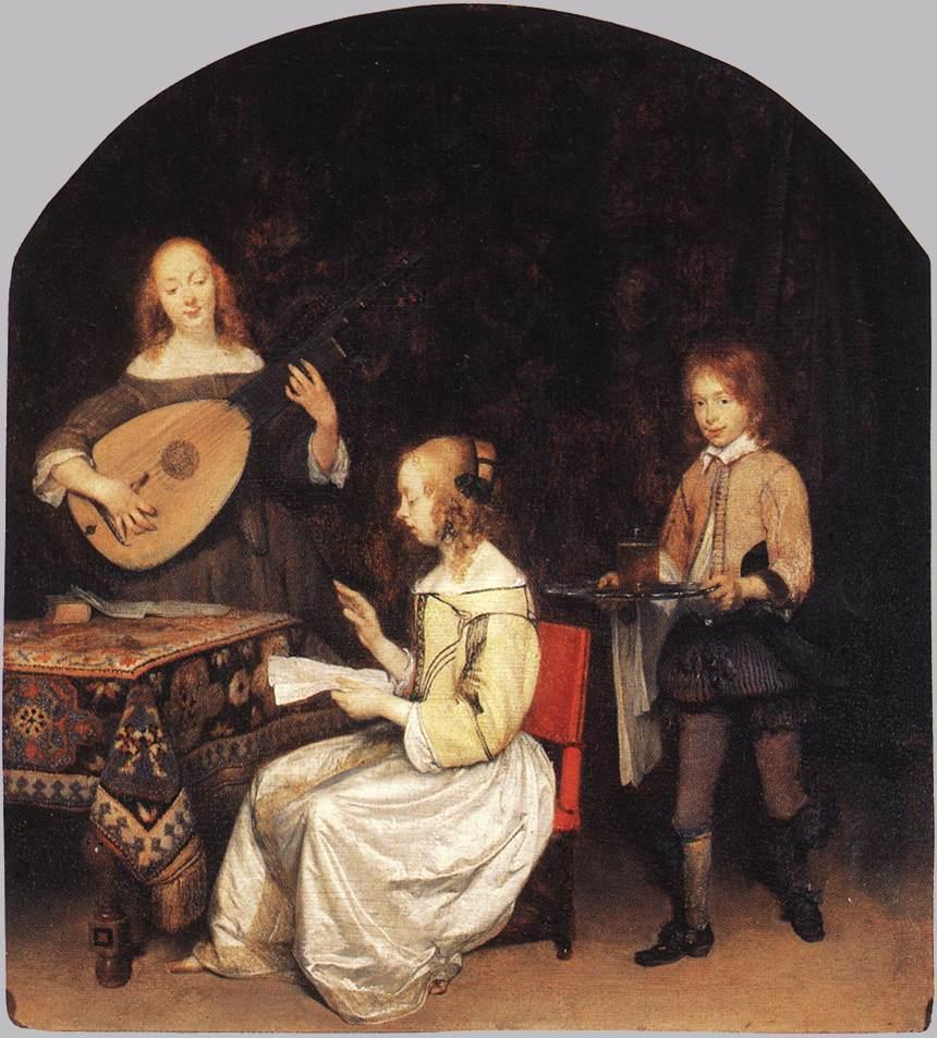 Chanteuse et Joueuse de théorbe - Gerard ter Borch image 1 tableau peint à l’huile sur toile