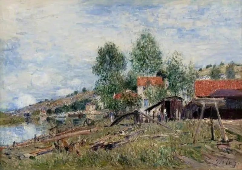 Chantier naval de Saint-Mammès - Alfred Sisley image 1 copie peinte à la main à l’huile