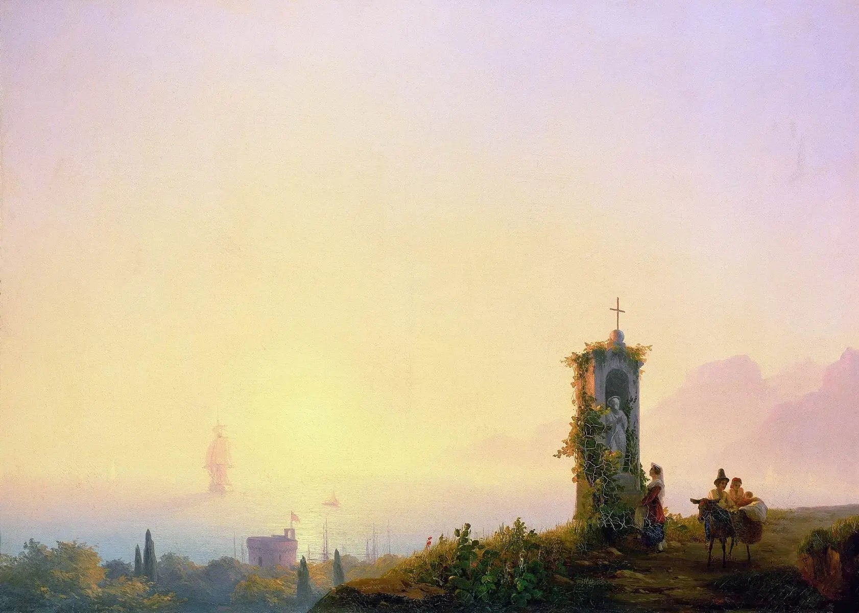 Chapelle au bord de la mer - Ivan Aïvazovski image 1 reproduction artisanale de tableau