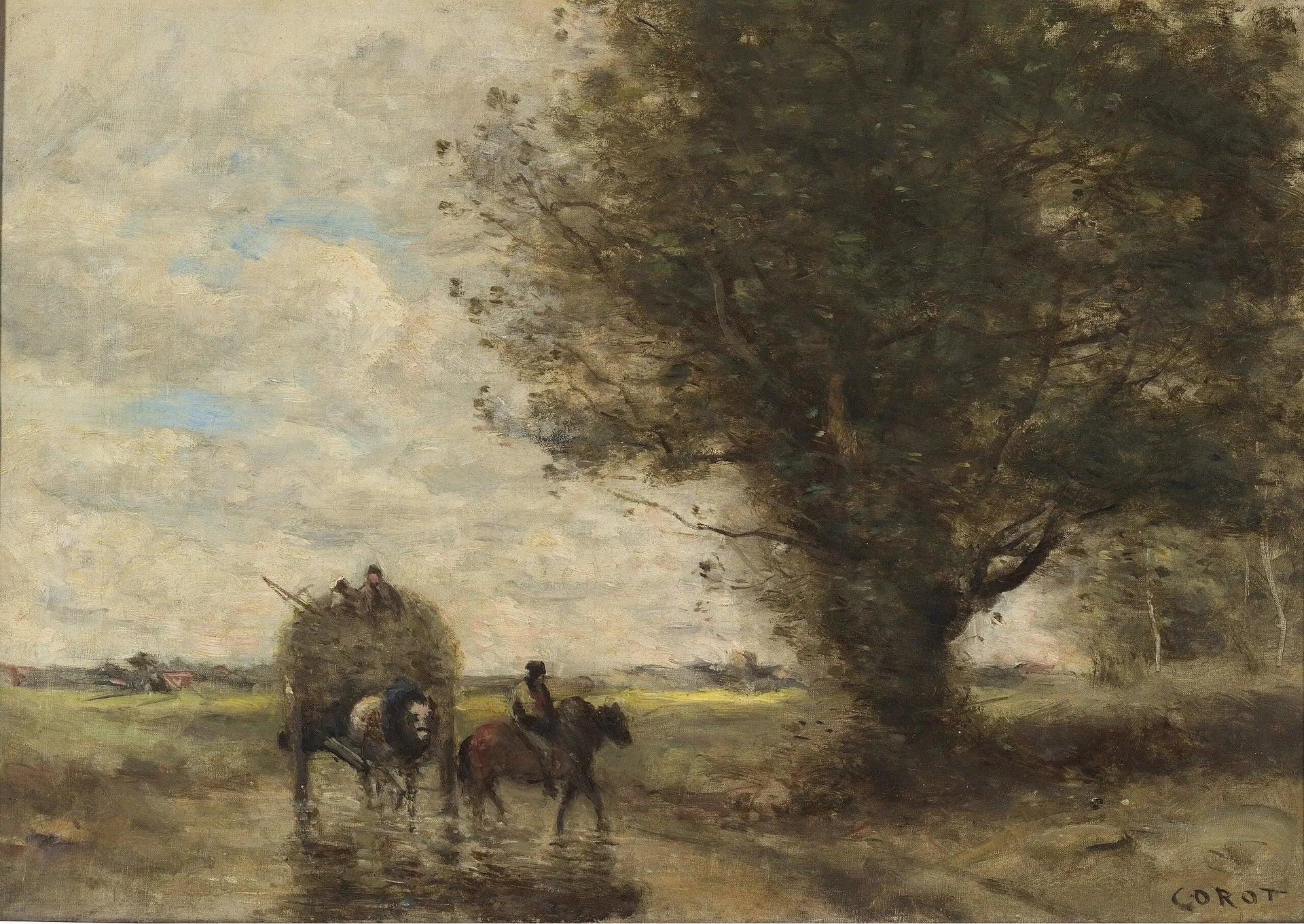 Charette à foin - Jean-Baptiste Camille Corot image 1 reproduction réalisée par Alpha Reproduction
