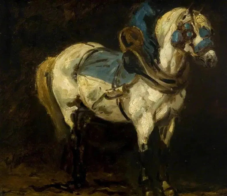 Chargeur gris harnaché de harnais bleus - Théodore Géricault