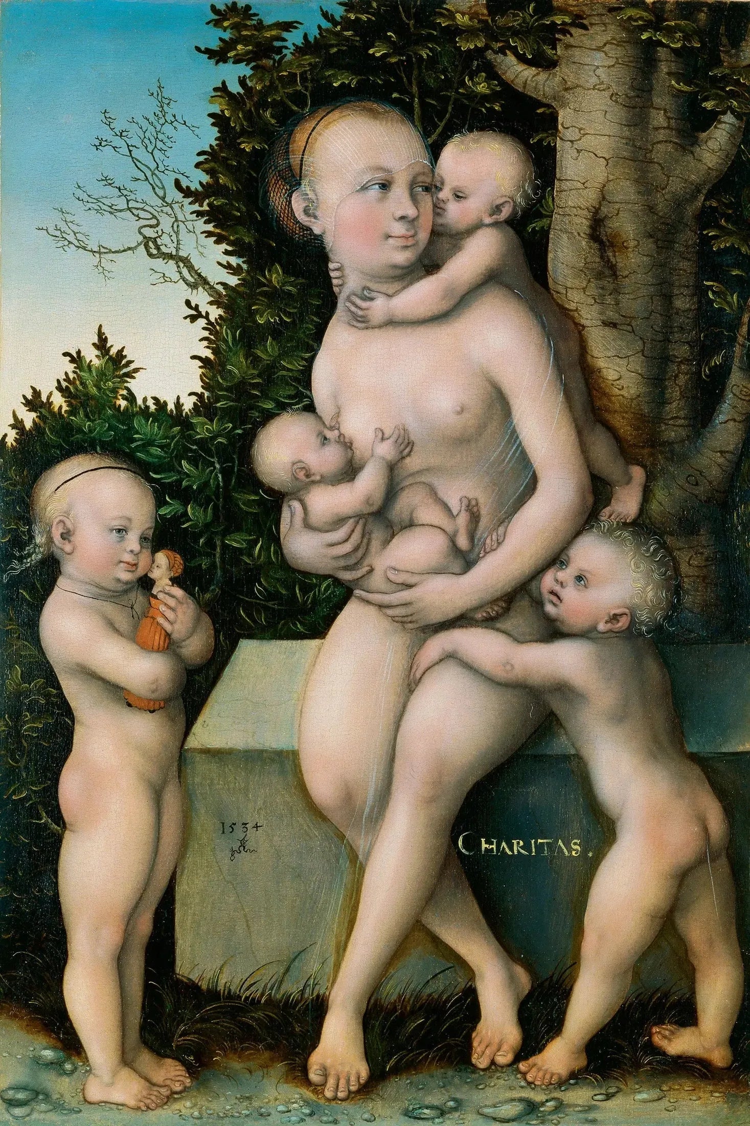 Charité - Lucas Cranach the Elder image 1 reproduction artisanale de tableau