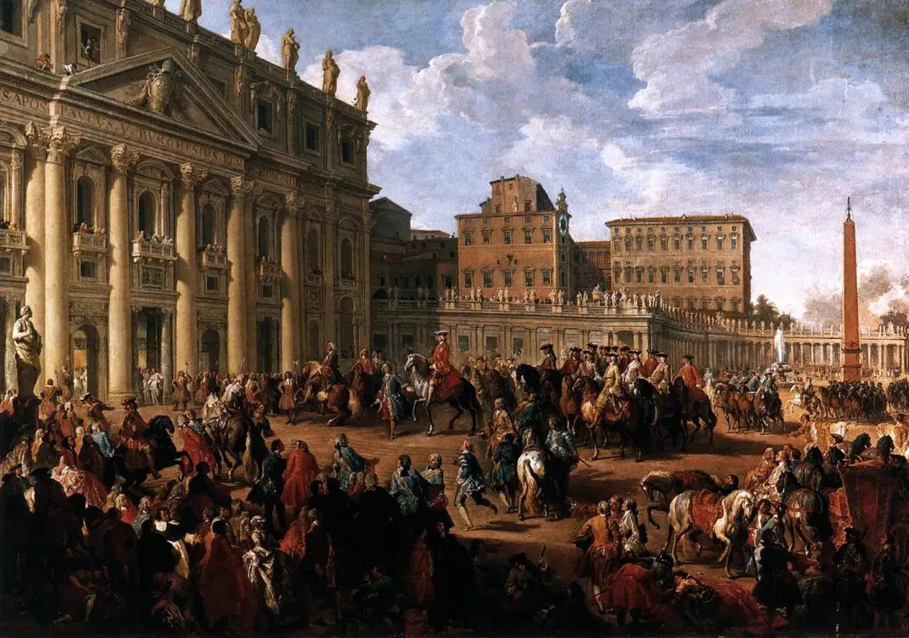 Charles de Bourbon visitant la basilique Saint-Pierre - Giovanni Paolo Panini image 1 reproduction artisanale de tableau