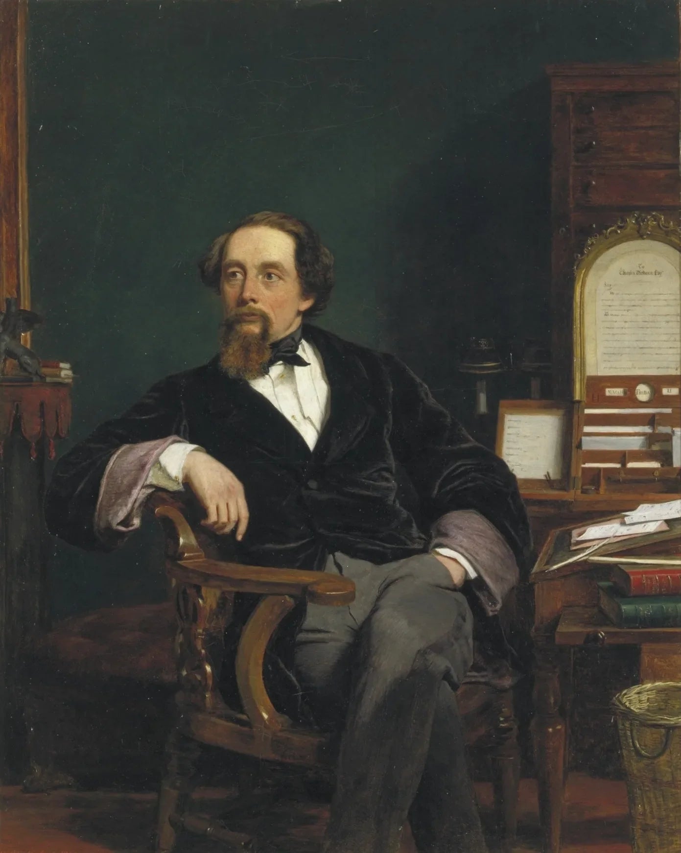 Charles Dickens dans son bureau - William Powell Frith image 1 reproduction de peinture à l’huile