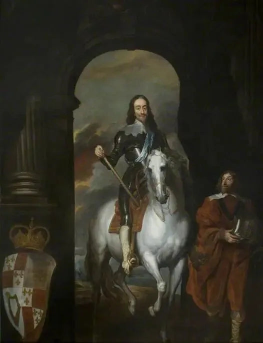 Charles Ier (1600-1649), sur un cheval blanc - Antoine van Dyck image 1 copie peinte à la main à l’huile