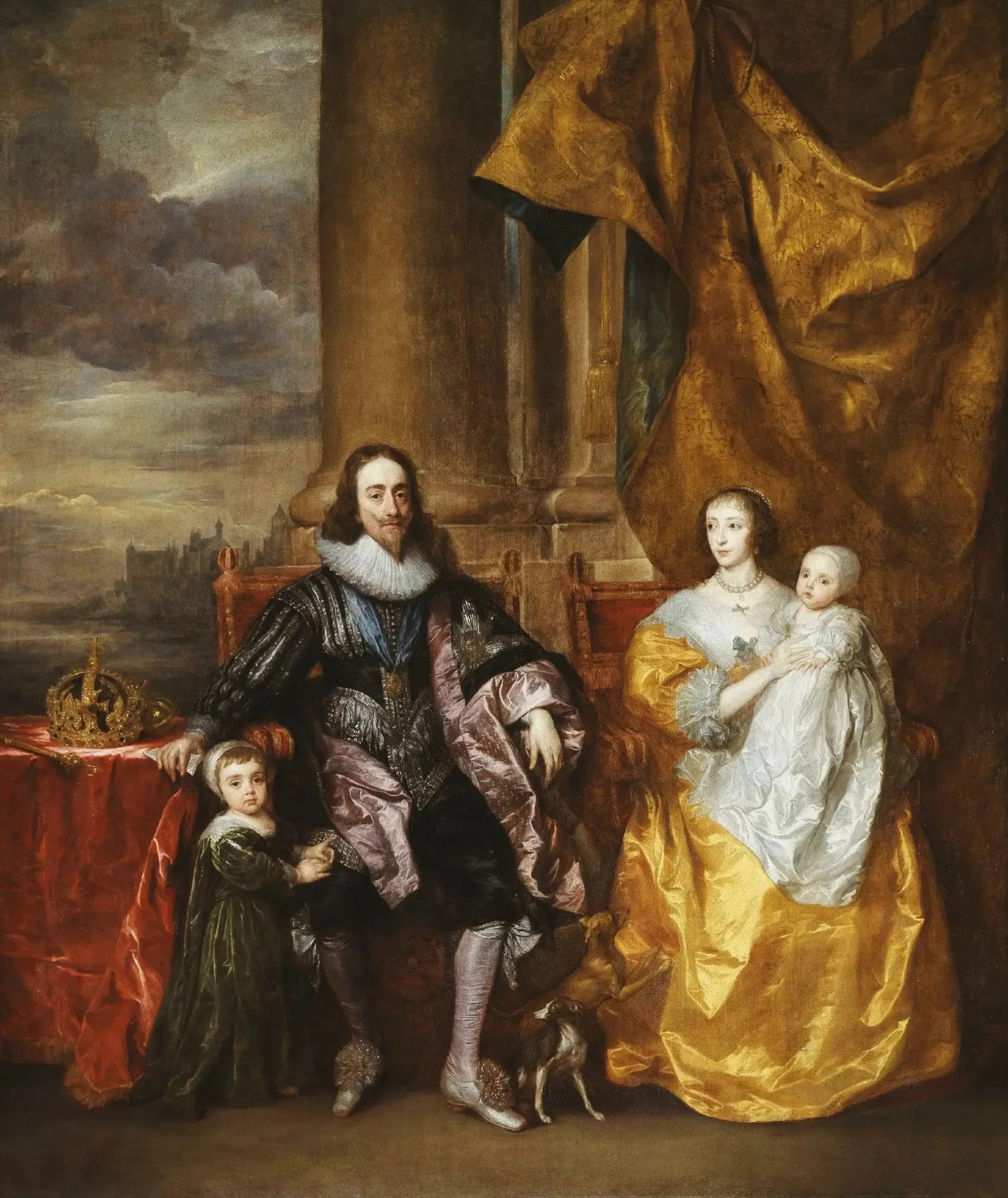 Charles Ier et Henriette Marie avec leurs deux enfants aînés, le prince Charles et la princesse Mary - Antoine van Dyck image 1 reproduction artisanale de tableau