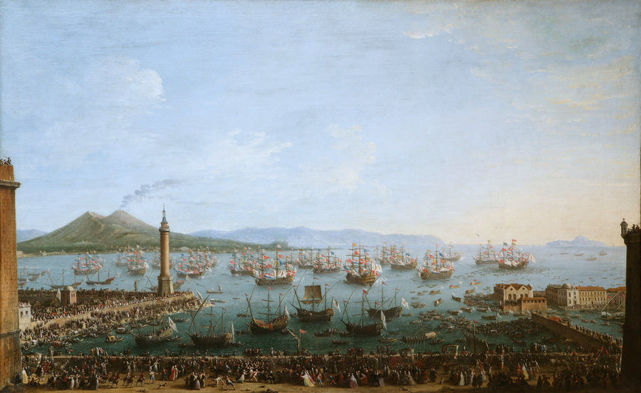 Charles III quittant le port de Naples, vu de la terre ferme - Antonio Joli