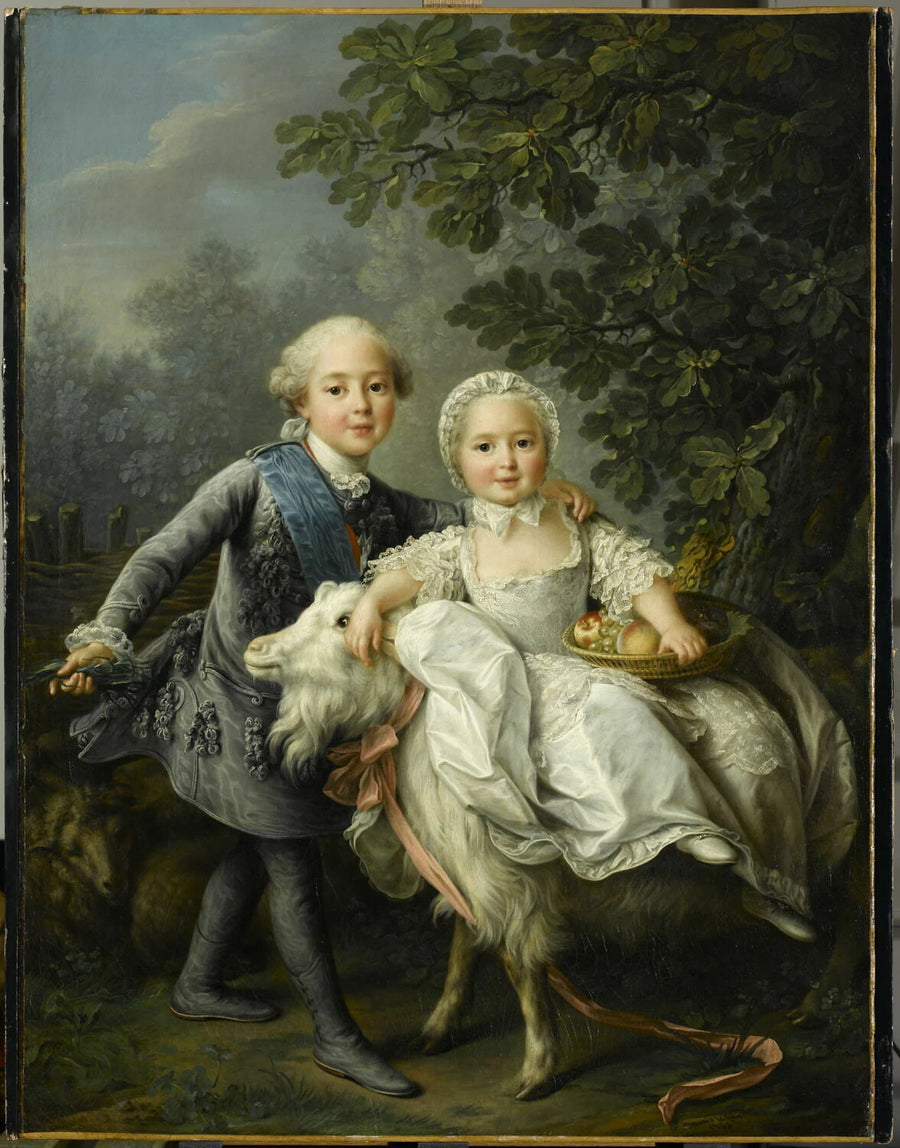 Charles-Philippe de France, comte d'Artois, futur Charles X (1757-1836), et sa sœur Madame Clotilde, future reine de Sardaigne (1759-1802). - François Hubert Drouais