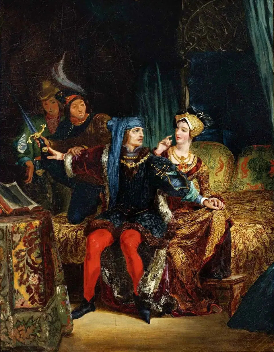Charles VI et Odette de Champdivers - Eugène Delacroix image 1 tableau peint à l’huile sur toile