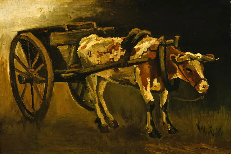 Charrette avec bœuf rouge et blanc - Vincent van Gogh