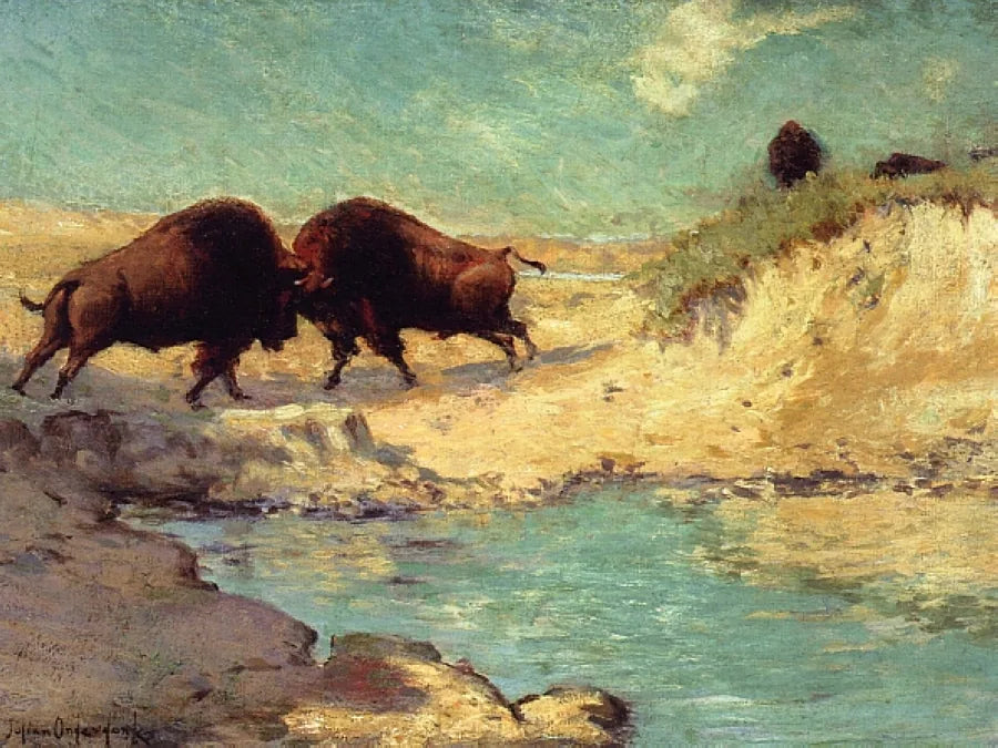 Chasse au bison - Julian Onderdonk image 1 tableau peint à l’huile sur toile