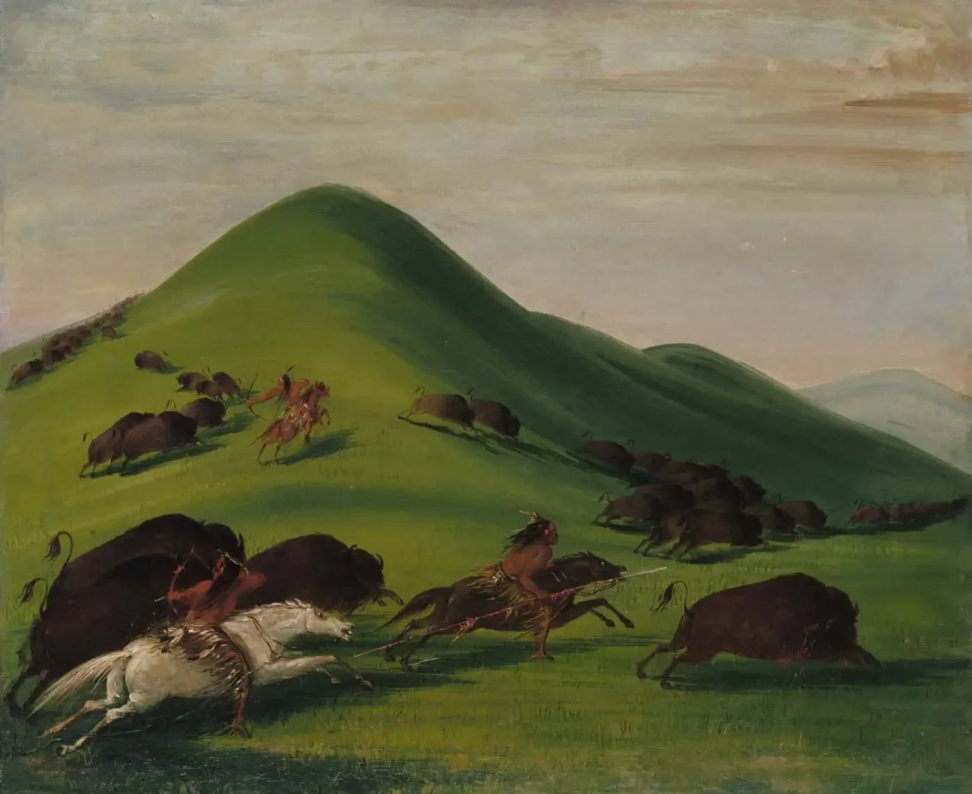 Chasse au bison sur Prairie Bluffs - George Catlin image 1 reproduction d’œuvre d’art à l’huile