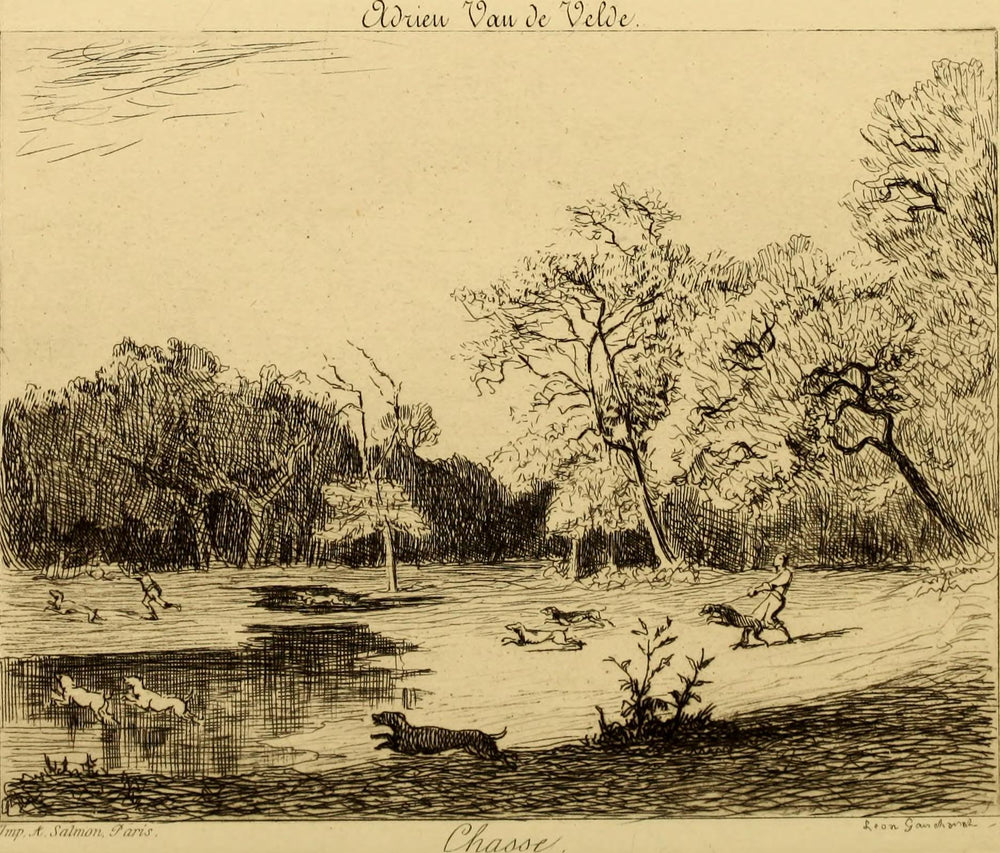 Chasse au cerf dans un paysage forestier marécageux - Adriaen van de Velde